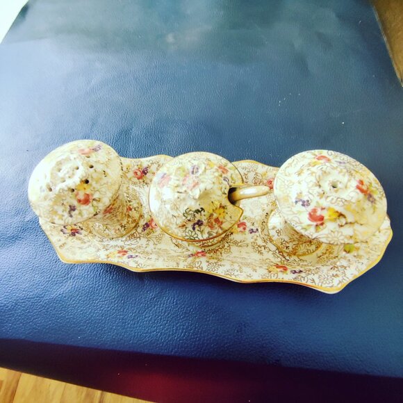 Condiment set made by James Kent at 'Old Foley Pottery" founded in.1897. Chintz - Picture 3 of 11